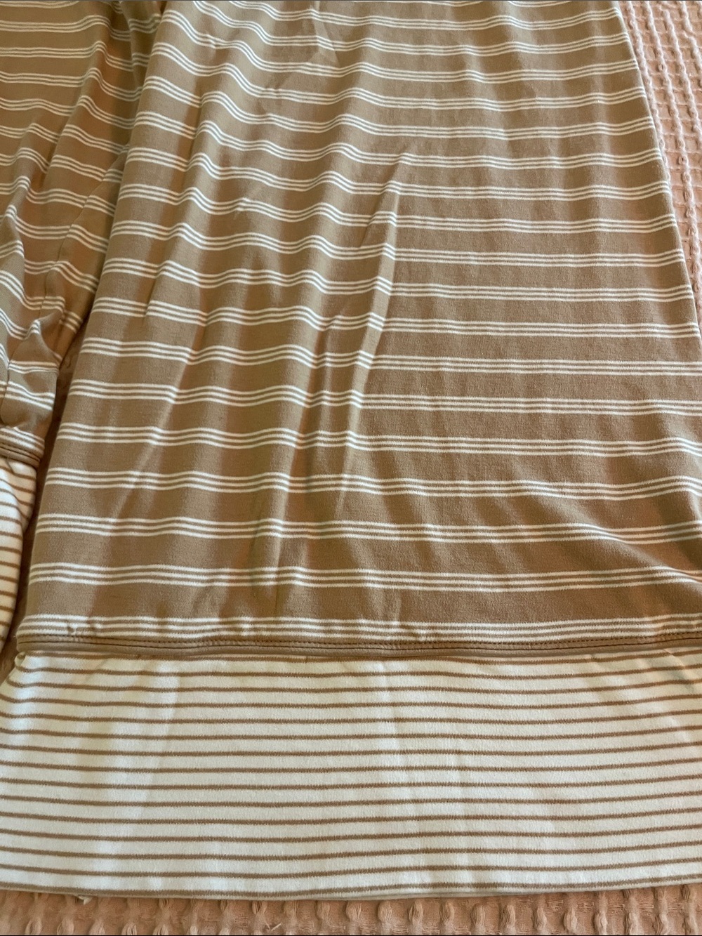 Women's Tan Striped Pajama Set with Contrast Pocket - Picture 5 of 7